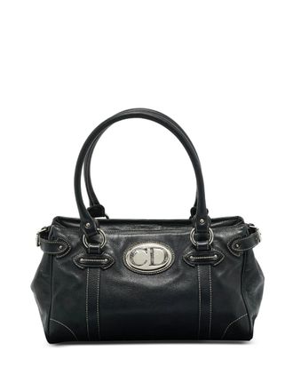 Dior CD-satchel leather tote bag - women - Calf Leather/Fabric/Nylon - One Size - Black