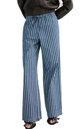 Mango Drawstring Straight Leg Pants in Blue at Nordstrom, Size X-Large