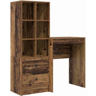 vidaXL Escritorio Con Almacenamiento Con Caj&oacute;n 2 Pcs Madera Vieja Vidaxl