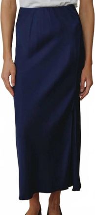 Bella Dahl Side Slit Bias Midi Skirt In Eclipse Blue
