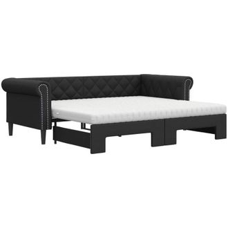 vidaXL Vidaxl - Sof&aacute; Cama Nido Con Colch&oacute;n Cuero Sint&eacute;tico Negro 90x200 Cm