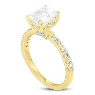 LuvMyJewelry Amara 14K Gold Emerald Cut Hidden Halo Lab Grown Diamond Engagement Ring - 2.45 Ct in 14K Yellow Gold at Nordstrom, Size 6.5