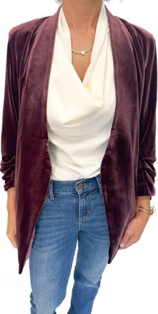 Bishop + Young Icon Ruched Sleeves Blazer In Bordeaux