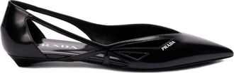 Prada Brushed Leather Cut-Out Ballerinas Shoes