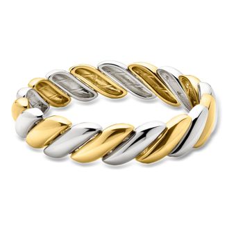 Ross-Simons Silver and 14kt Gold-Plated Twisted Stretch Bracelet