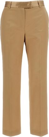 Alberto Biani Beige Silk-Blend Straight-Leg Cropped Pants