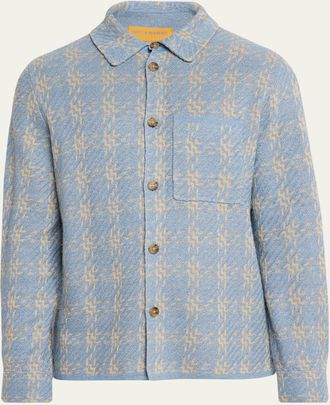 Guest In Residence Mens Light Blue Knit Button-Down Shirt