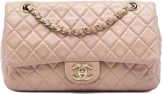 Chanel Pre-owned Classic Flap Shoulder Bag - Dames - Vintage Schoudertas - Beige - ONE Size - Leer - Vintage