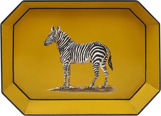 Les-Ottomans Bandeja de hierro pintada a mano Flora-cebra(amarillo)