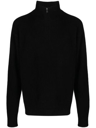 The Elder Statesman Maglione con mezza zip - Nero