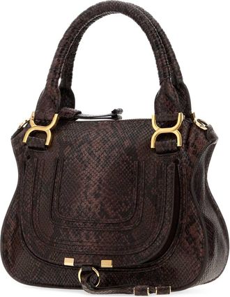 Chlo&eacute; Womens Printed Leather Small Marcie Shoulder Bag Kohlbrown Borse A Secchiello