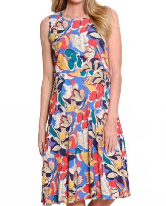 Multiples Scoop Neck Woven Tank Dress In Floral Multi
