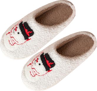 Generic UK 8 Christmas Womens Two Tone Slippers Slip on House Slippers Fluffy Warm Home Slipper Plush Bedroom Shoes Lightweight Casual House Shoes Breathable 