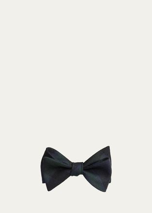 Ralph Lauren Purple Label Mens Plaid-Print Cashmere-Silk Bow Tie