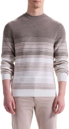 Bugatchi Gradient Stripe Merino Wool Sweater in Walnut at Nordstrom, Size Xx-Large