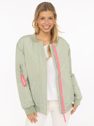 Zwillingsherz Bomberjacke ZWILLINGSHERZ Happy, Damen, Gr. XL, salbei, Web, Obermaterial: 100% Polyester, unifarben, Po-bedeckend, ohne Ausschnitt, Rippb&uuml;ndchen, Jac