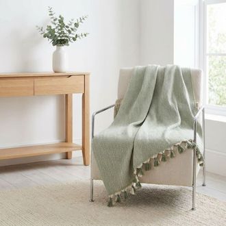 Febronie Manta plaid algod&oacute;n verde celad&oacute;n 160x250