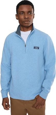 L.L.Bean Lakewashed Double-Knit Quarter-Zip Long Sleeve Mens Sweatshirt Lake Heather : 2XL, Cotton/Polyester