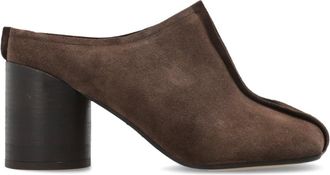Maison Margiela Suede Heeled Mules - female - MM6 Maison Margiela - Heeled Mules - Brown - 5 UK - Shoes