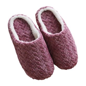 Generic Womens Memory Foam Slippers Cozy Non-Slip Soft Womens Autumn and Winter Leisure Warm Splicing Slippers Ballerina Slippers Women (Purple, 36)