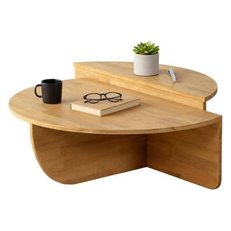 Dmora Dmora - Mesa De Caf&eacute; Canopus, Mesa De Centro Baja, Revistero Para Sof&aacute;, Estante De La Sala De Estar, 90x60h35 Cm, Roble, Con Embalaje Reforzado