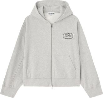 Ganni Essential Isoli Zip Hoodie - Dames - Vesten met rits - Grijs - S - Katoen - Hoodies & sweatvesten