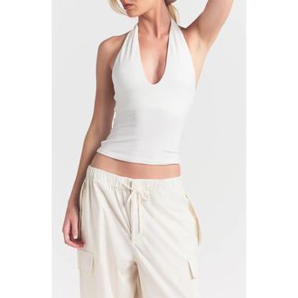 SKIMS Smooth Layers Halter Neck Camisole in Egret at Nordstrom, Size X-Large