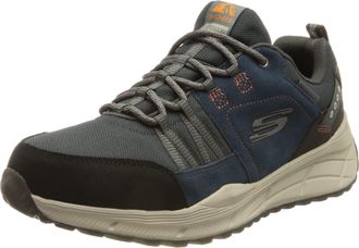 Skechers Mens Equalizer 4.0 Trail Kandala Sneaker, Navy Leather Mesh Synthetic Orange Trim, 9.5 UK