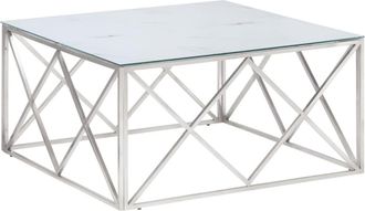 vidaXL Vidaxl - Mesa De Centro Plateada Acero Inoxidable Y Vidrio Templado