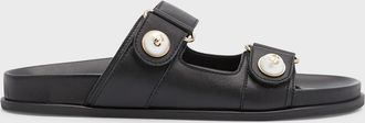 Jimmy Choo London Fayence Pearly-Button Slide Sandals