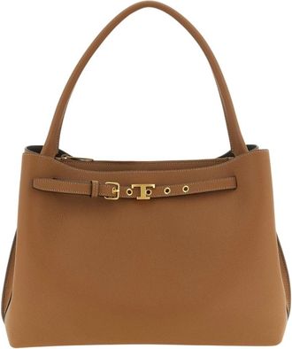 Tod's Bolso Satchel de Piel con Detalle de Hebilla Emblem&aacute;tica - Bags - Mujer - Marr&oacute;n - ONE SIZE