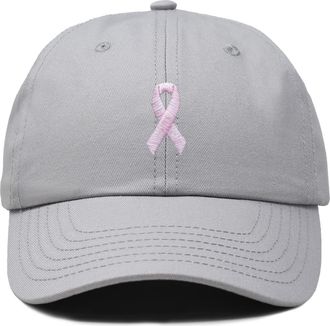 Dalix Pink Ribbon Dad Cap in Gray at Nordstrom