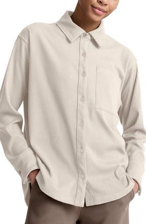 Beyond Yoga Breathe Easy Corduroy Button-Up Shirt in Dove at Nordstrom, Size X-Large