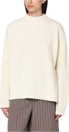 Jil Sander Stijlvolle Sweaters voor Mannen en Vrouwen - Dames - Ronde hals truien - Wit - M - Truien & Vesten
