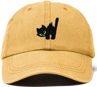 Dalix Blink Black Cat Dad Cap in Washed Gold at Nordstrom