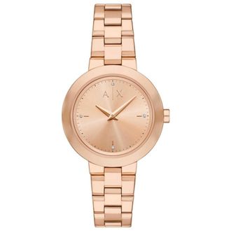 A|X Armani Exchange Quartz Crystal Rose Gold Dial Watch AX5177