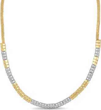 Bony Levy 18K Gold Cleo Half Diamond Tennis Necklace in 18Kwy Gold at Nordstrom, Size 16