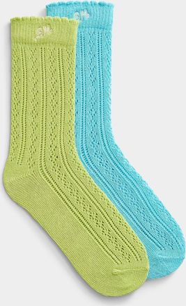 Damson Madder Womens Pointelle-knit socks Set of 2