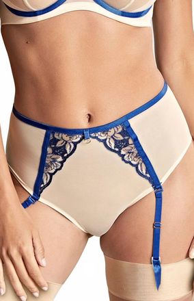 Panache Rosa Suspender Brief In Cobalt/latte