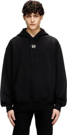 Diesel Oversized hoodie with metallic logo - Sweaters - Man - Black