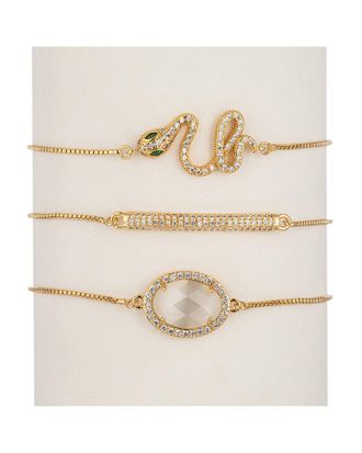 Eyecandy LA Eye Candy La The Luxe Collection Cz Snake & Eye Bolo Cuff Bracelet Set