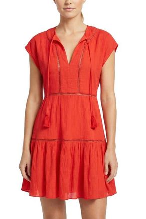 Change of Scenery Gari Cotton Cover-up Cap Sleeve Dress in Guava Red at Nordstrom, Size X-Small