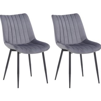 Clp Set de 2 sillas con patas de metal y asiento en Terciopelo Gris