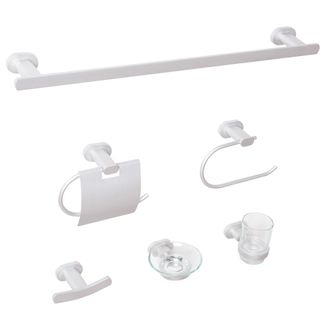 Beliani Beliani - Conjunto De 6 Accesorios De Ba&ntilde;o Moderno De Aluminio Mate Vaso Y Jabonera Incluidos Plateado Tocopilla
