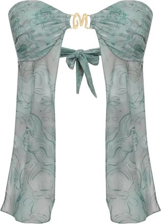 Amir Slama x Jade Picon floral-print buckle tie blouse - Blue