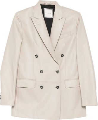 Tagliatore Giacca biker doppiopetto in pelle - Toni neutri