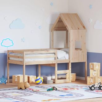 vidaXL Cama Alta Con Techo Madera Maciza De Pino 80x200 Cm Vidaxl