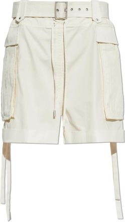 Alexander McQueen Cargo Shorts met Riem - Dames - Korte Broeken - Beige - M - Katoen - Korte Broeken