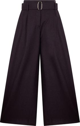 Moorer Wijde Pantalon met Hoge Taille - Dames - Wijde Broeken - Paars - XS - Wol - Broeken