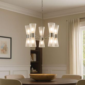 Pagazzi Herrera 10 Light Polished Chrome Pendant Ceiling Light in White